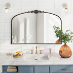 Besdomus Antique Arched Large Mirror: 48"x33" French Oversize Black Arch - Image 5