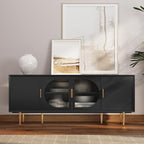 ARTPOWER TV Stand with Storage, Under TV Cabinet with Glass Door, TV Console by PowerofArtBetterforLife