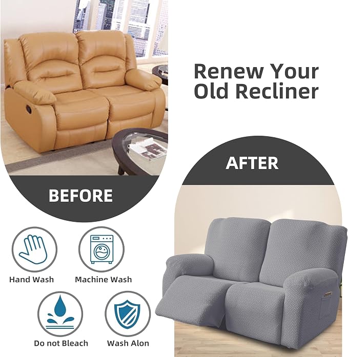 Genina Recliner Loveseat Cover Stretch Couch Covers Sofa slipcover - Image 5