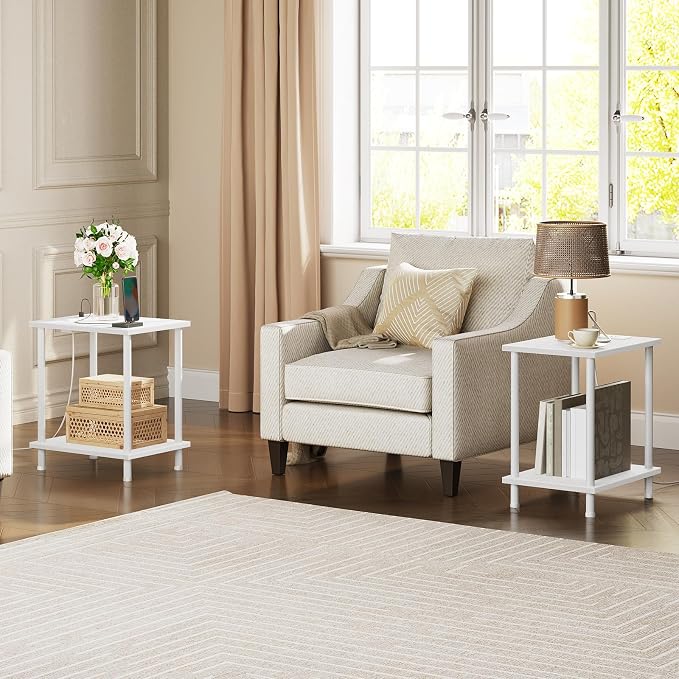 HOOBRO Side Table with Charging Station, End Table with USB Port and Outlets - Image 2