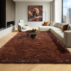 Brown Rugs for Living Room Bedroom, 5x8 Fluffy Bedside Area Rug, Soft Plush - Image 5