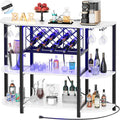 Unikito Bar Table Cabinet with Charging Station, Wine Rack Table with LED Light by Unikito