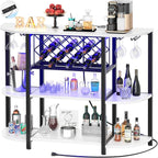 Unikito Bar Table Cabinet with Charging Station, Wine Rack Table with LED Light by Unikito