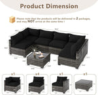 LOUVIXA 7 Piece Outdoor Patio Furniture Set, Outdoor Sectional Sofa, Wicker - Image 2