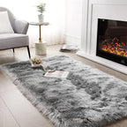 SERISSA 4x6 Fluffy Grey Faux Fur Area Rug by SERISSAHomeDecorCollection