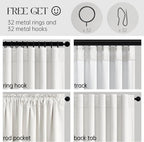 Topfinel Snow White Linen Blackout 120 Inch Curtains - Image 4