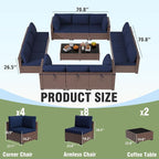 KIGOTY 14-Piece Patio Furniture Set, All-Weather PE Rattan Outdoor Sectional - Image 2