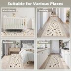 Beige Hallway Runner Rug 2x5 for Bedroom Kitchen | Ultra-Thin;Boho Style;Non - Image 5