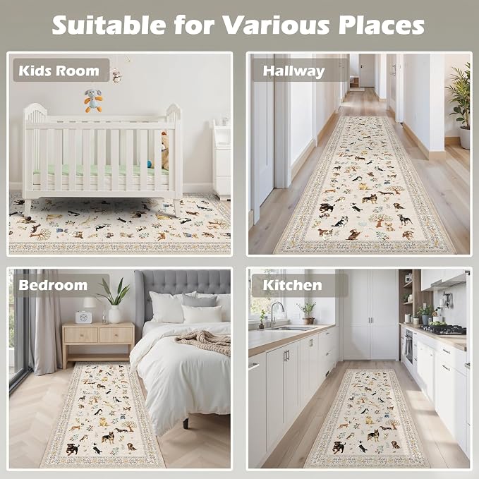 Beige Floral Hallway Runner Rug 2x6 - Image 4