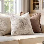 Set of 2 Lumbar Floral Pillow Covers 12x20 Inch Light Camel | Decorative - Image 5