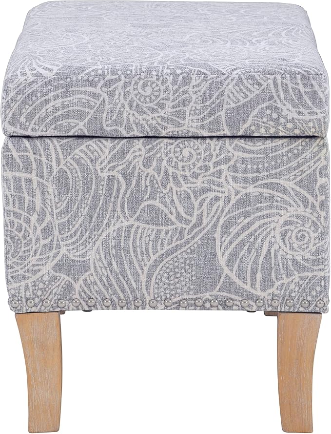 Linon Stone Upholstered Storage Stephanie Ottoman - Image 9