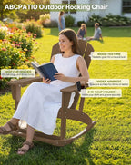 Outdoor Oversized Adirondack Rocking Chairs, All Weather HDPE Patio Rocking - Image 3
