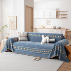 DREAMINGO Blue Boho Couch Cover Geometric Jacquard Sofa Covers by DREAMINGO