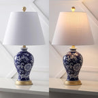 JONATHAN Y 24" Navy/White French Country Ceramic Floral Urn Table Lamp - Image 5