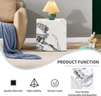 16'' Cube Coffee Table with Marble Stone Pattern, Square No Assembly End Table - Image 6