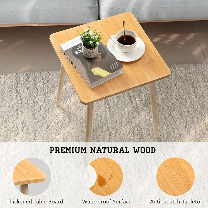 FORAOFUR Side Table, Modern Small End Table, Wood Nightstand - Image 4