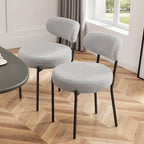 Sweetcrispy Dining Chairs Set of 4, Boucle Upholstered Modern Mid Century Round - Image 7