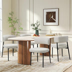 Sweetcrispy Dining Chairs Set of 4, Boucle Fabric Modern Mid Century Round - Image 7