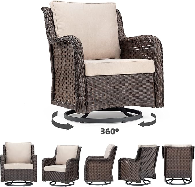 Towallmark Outdoor Swivel Wicker Glider Patio Chairs - Image 8