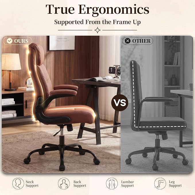 Office Chair, Leather Ergonomic Computer Desk Chair - Image 3