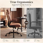 Office Chair, Leather Ergonomic Computer Desk Chair - Image 3