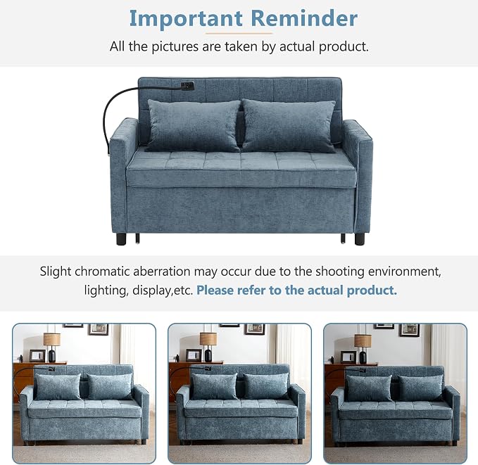 3 in 1 Convertible Sleeper Sofa Bed, 56.9" Small Pull Out Couch Bed - Image 9