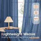 BGment Short Navy Blue Semi Sheer Curtains 40 Inch Length - Image 5