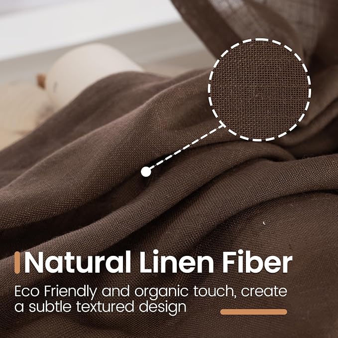 BGment Brown Linen Curtains 80 Inches Long - Image 3