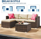 5-Piece Outdoor Sectional Sofa Set, All-Weather PE Rattan Patio Furniture - Image 6
