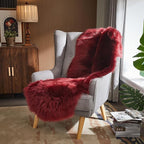 AMTOVO Faux Sheepskin Rug, Burgundy Ultra Soft Fluffy Shag Area Rug, 2 x 6 ft - Image 5