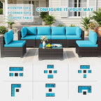 CHABATREE 7pcs Outdoor Patio Furniture Sets, Rattan Conversation Sectional Set - Image 6