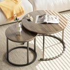 aboxoo Coffee Table Nesting Side Round Table Set of 2 End Table by aboxoo