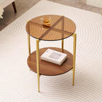 LumFurn Round Glass End Table, Mid-Century Modern Design Sofa Table by LumFurn