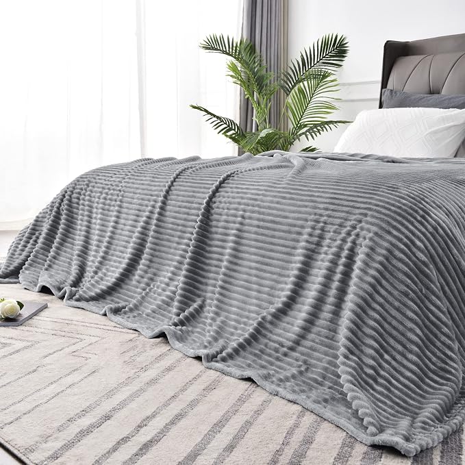 BEDELITE 3D Ribbed Jacquard Grey Blankets Queen Size - Image 9