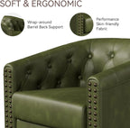Swivel Barrel Accent Chair, Round Nailhead Faux Leather Living Room Arm Chairs - Image 3