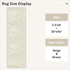 Soalmost Washable Runner Rug 2'6"x8' Kitchen Hallway Runners Beige/Brown | Soft - Image 5