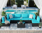 JAMFLY 7-Piece Outdoor Patio Furniture Set, Modular PE Rattan Sectional Sofa - Image 3