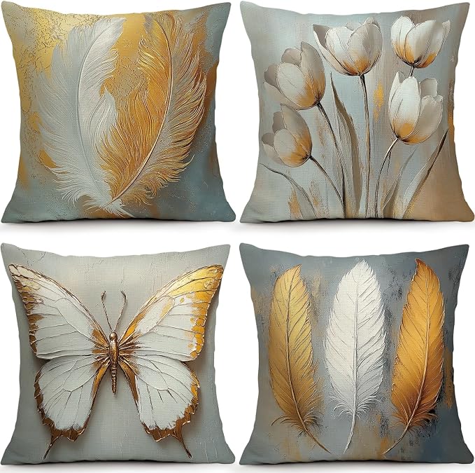 OBSEDE Bohemian Feathered Butterfly Decorative Throw Pillow Covers 18 × 18 in by OBSEDE