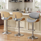 YaFiti Bar Stools Set of 2, Bentwood Adjustable Height Swivel Bar Stools - Image 2
