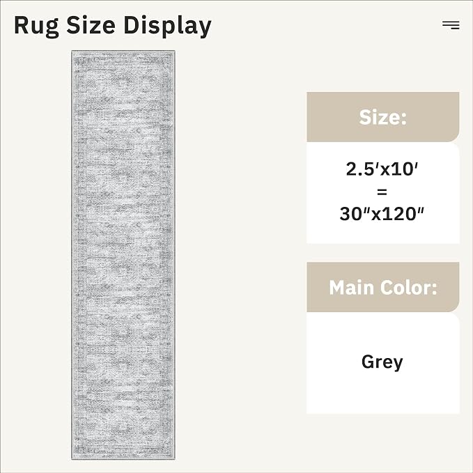 Soalmost Hallway Runner Rug 2'6"x10' Non-Slip Runners - Image 5