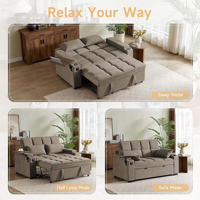 hansones ​66" Multi-Functional Pull-Out Sofa Bed - Image 5