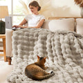 L'AGRATY Faux Rabbit Fur Throw Blanket by LAGRATY