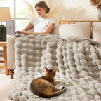 L'AGRATY Faux Rabbit Fur Throw Blanket - Image 6