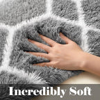 Area Rugs for Living Room, 5x8 Fluffy Grey and White Bedroom Geometric Rug | - Image 2