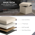 Ornavo Home Small Storage Ottoman Foldable Collapsible Cube Square Linen - Image 5