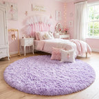 Amdrebio Light Purple Lavender Fluffy Round Rug 4Ft - Image 6