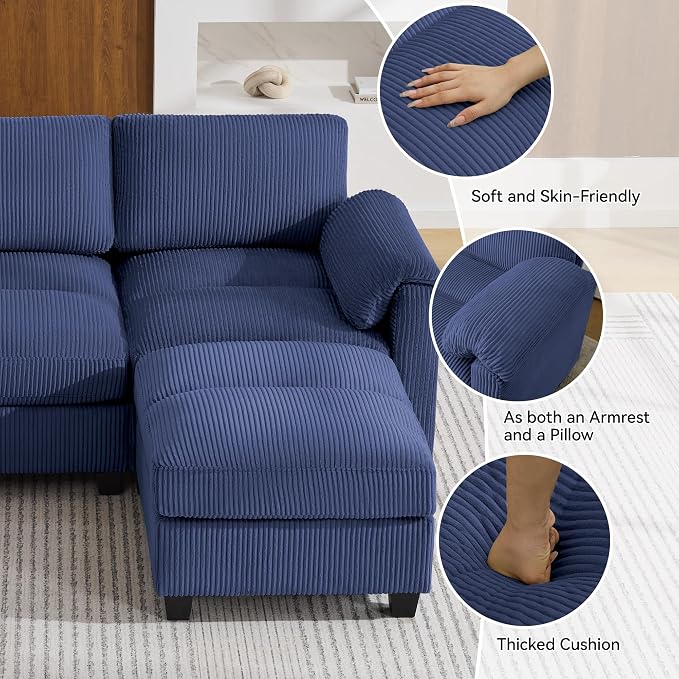 87.5'' L Shaped Modular Sectional Sofa, 3 Seater Cloud Couch - Image 3