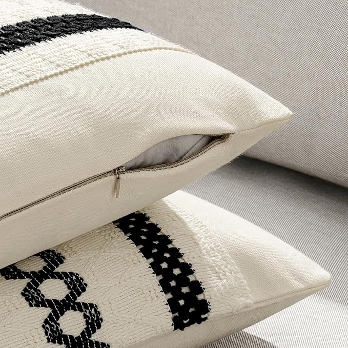 MIULEE Set of 2 Black Boho Decorative Pillow Covers 20x20 Inch | Farmhouse - Image 5