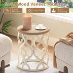 karlott Farmhouse End Table, 18.5'' French Country Round Side Table, Distressed - Image 3