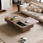 Square Coffee Table for Living Room, Fluted Drum Accent Tea Center Table - Image 8